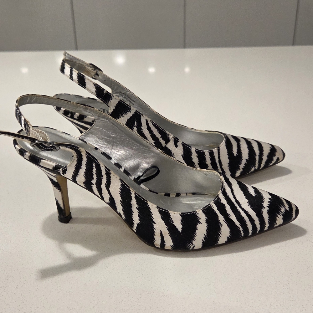Transit Zebra-Print Slingback Pumps in Black & White - Picture 3 of 4